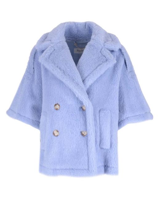 Max Mara Light Blue Short Teddy Coat | Lyst