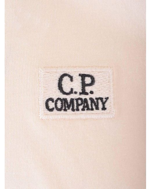 C P Company White T-shirt With Logo Patch