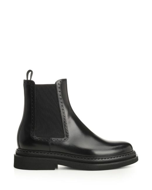 Dolce & Gabbana Black Brushed Calfskin Ankle Boots