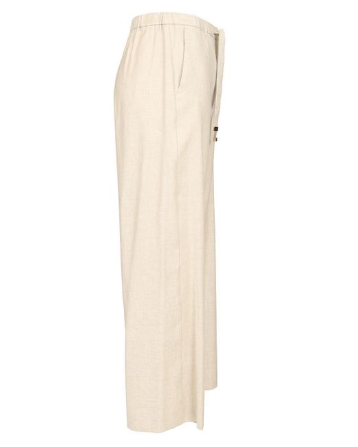 Max Mara Natural Linen Drawstring Trousers