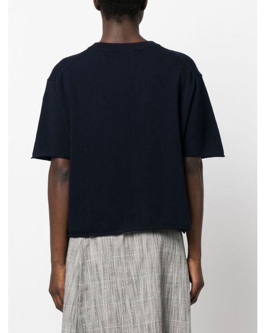 Lisa Yang Blue Short-sleeved Cashmere Top