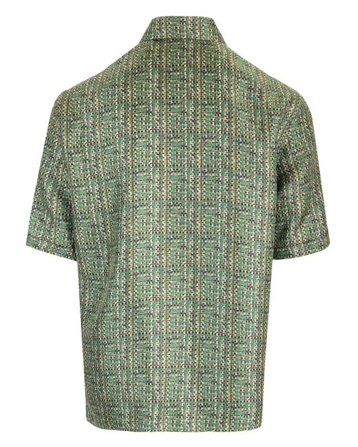 Fendi Green Printed Silk Shirt for men