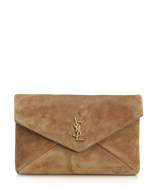 Saint Laurent Brown Large "envelope Cassandre" Clutch