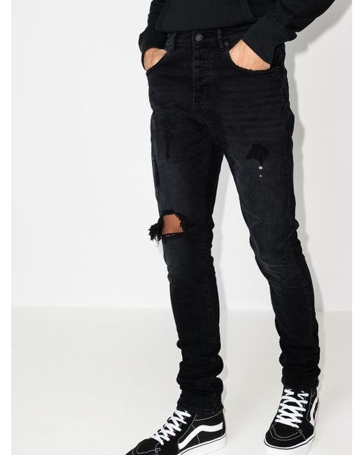 Purple Black Jeans Medium Waist for men