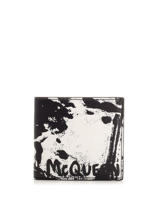 Alexander McQueen Black Graffiti Motif Wallet