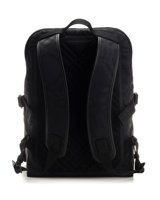Burberry Black Check Jacquard Backpack for men