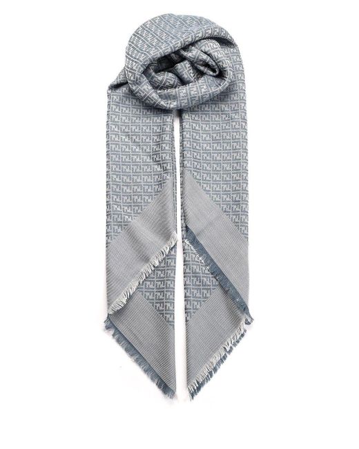 Fendi Gray Shawl With All-over Ff Motif