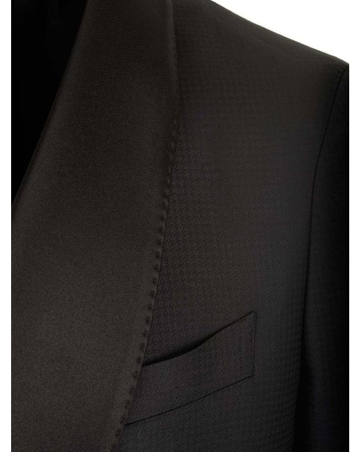 Tagliatore Black Tuxedo Jacket With Satin Trim for men