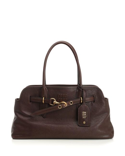 Miu Miu Brown Nappa Leather "aviator Aventure" Bag