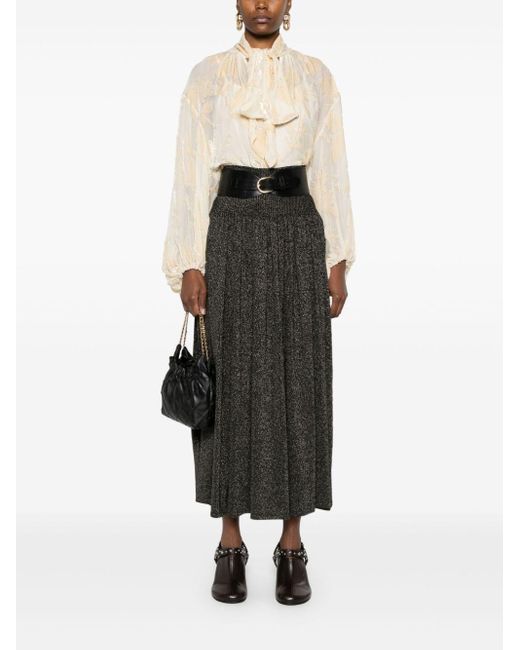 スカート ZIMMERMANN CRUSH SILK BLEND SKIRT ZIMMERMANN Crush Flared Midi Skirt | Pink | FARFETCH