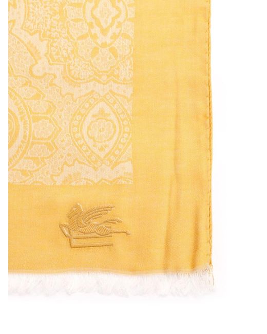 Etro Yellow Viscose And Modal Scarf