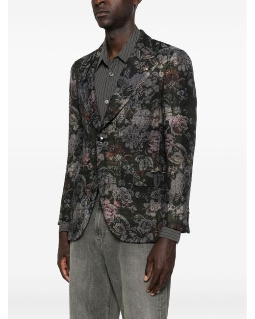 Gabriele Pasini Black Blazer With Floral Pattern for men
