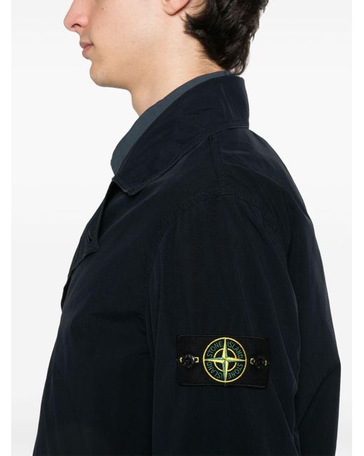 Stone Island Black Short Nylon Trench Coat for men