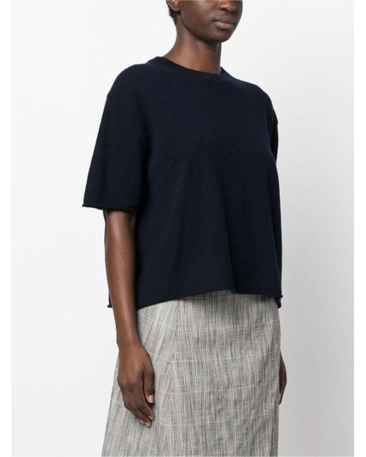 Lisa Yang Blue Short-sleeved Cashmere Top