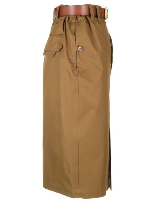 Saint Laurent Brown Twill Pencil Skirt