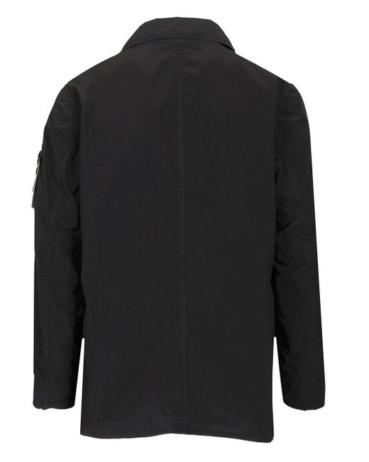 Stone Island Black Short Nylon Trench Coat for men