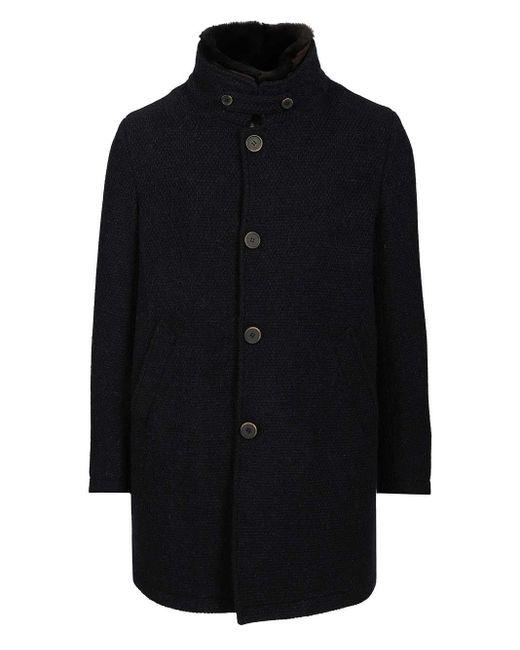 Al Duca D'aosta Blue Coat With Faux Fur for men