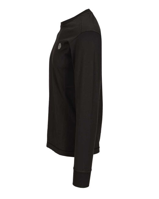 Stone Island Black Long-sleeved Cotton Jersey T-shirt