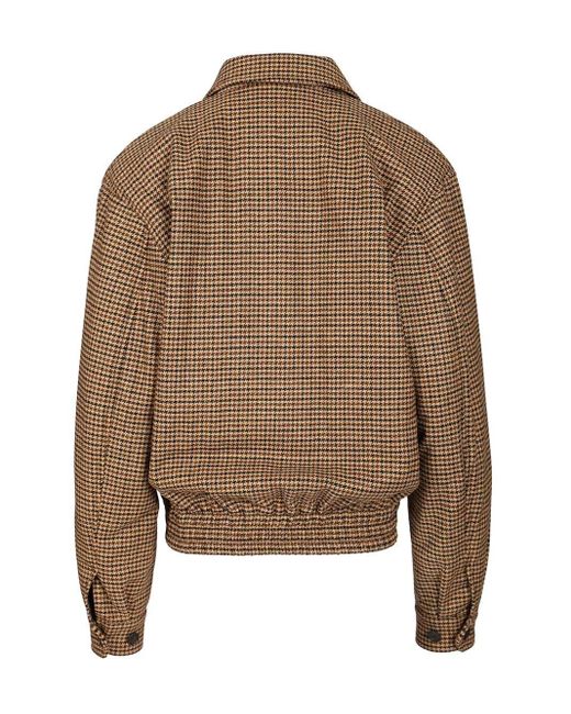 Saint Laurent Brown Houndstooth Padded Jacket