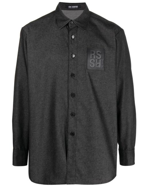 Raf Simons Black Gray Denim Shirt for men