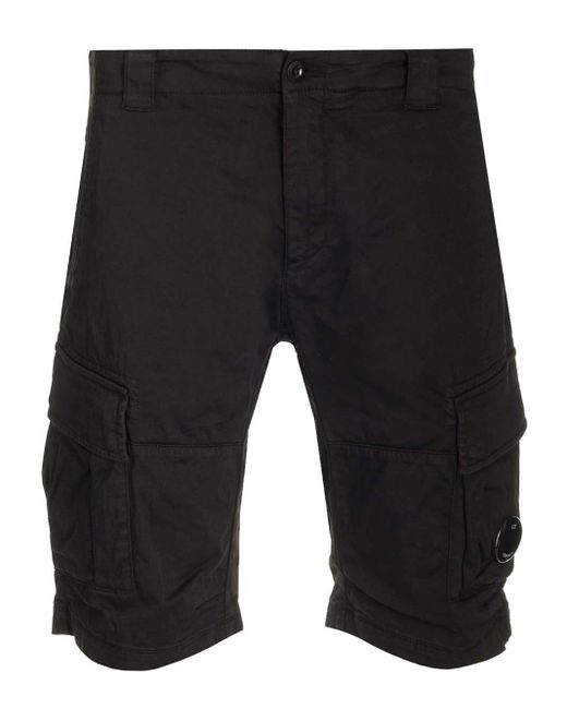 C P Company Black Cargo Shorts for men