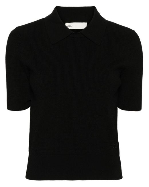 Tory Burch Black Logo Knitted Polo Shirt