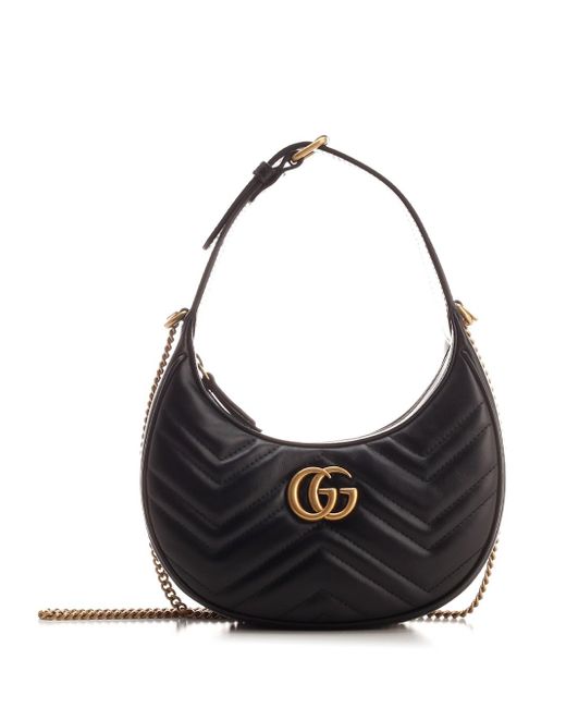 Gucci Black "Gg Marmont" Mini Hobo Bag