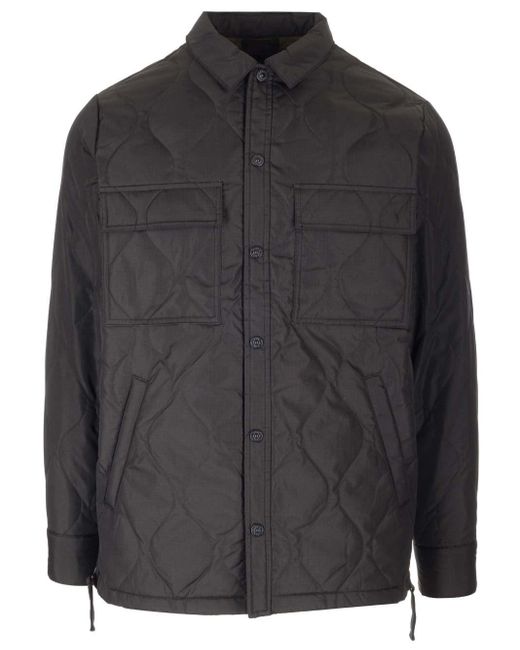 Taion Black Quilted Overshirt for men