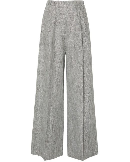 Forte Forte Gray Lurex High-waist Palazzo Trousers