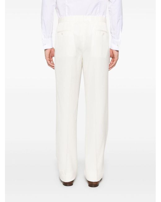 Lardini White Flamed Viscose And Silk Trousers for men