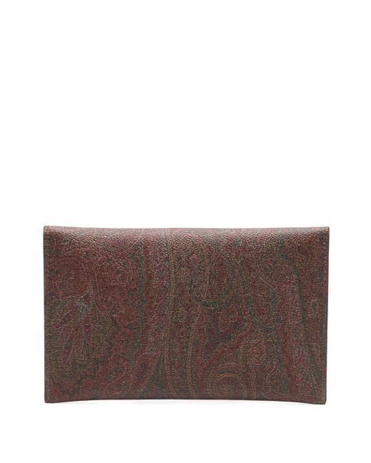 Etro Brown Printed Canvas Pouch
