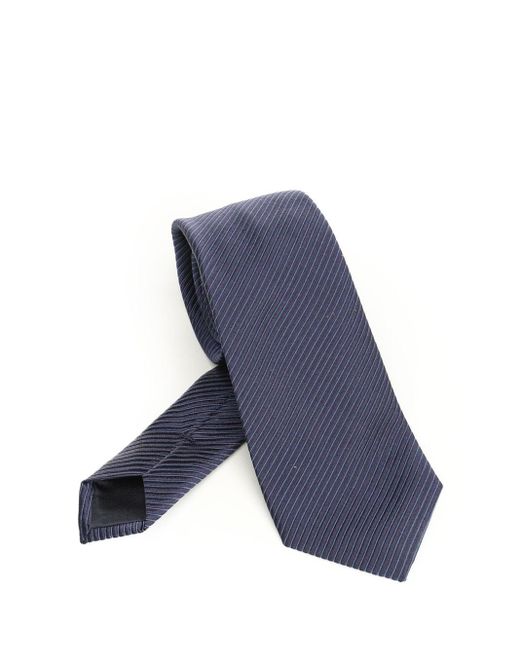 Giorgio Armani Blue Silk And Cotton Tie