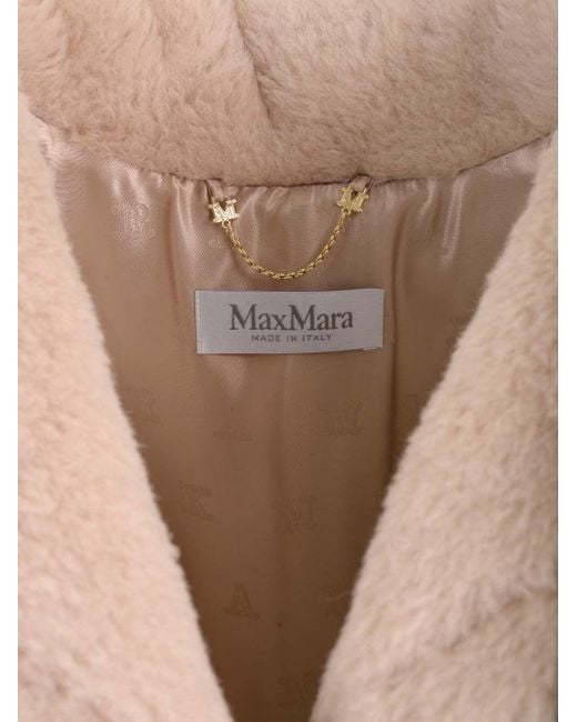 Max Mara Natural Cape-style Teddy Wool Coat