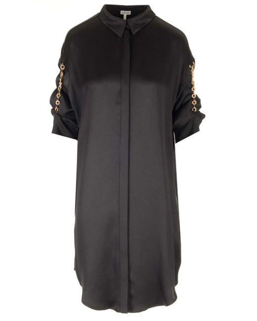 Loewe Black Silk Shirtdress
