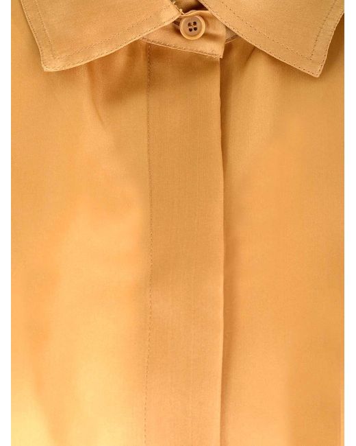 Max Mara Brown "nola" Shirt In Tan Pure Silk