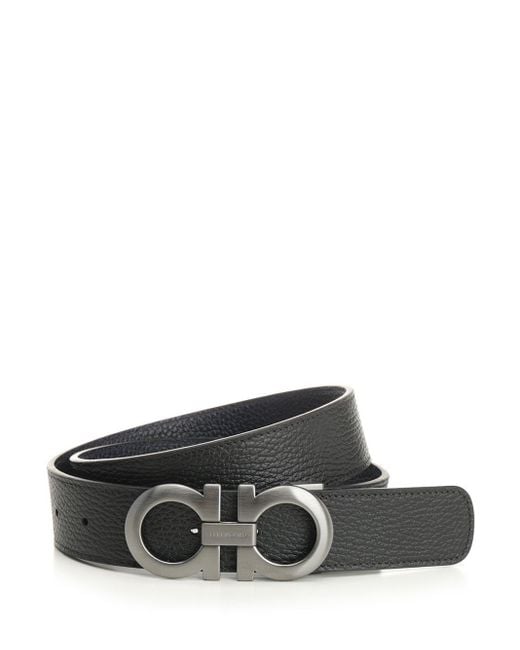 Ferragamo Gray Reversible And Adjustable Gancini Belt
