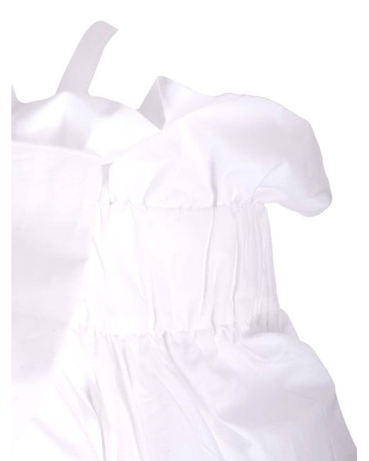 Patou White Bustier Top With Balloon Sleeves