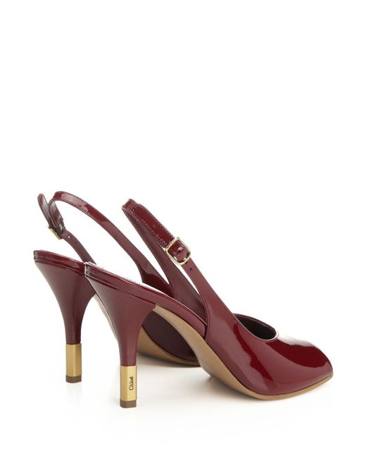 Chloé Purple Patent Leather Slingback Sandals