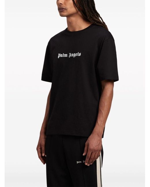 Palm Angels Black T-shirt With Front Logo