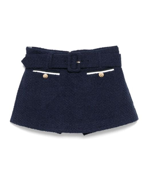 Self-Portrait Blue Bouclé Culottes