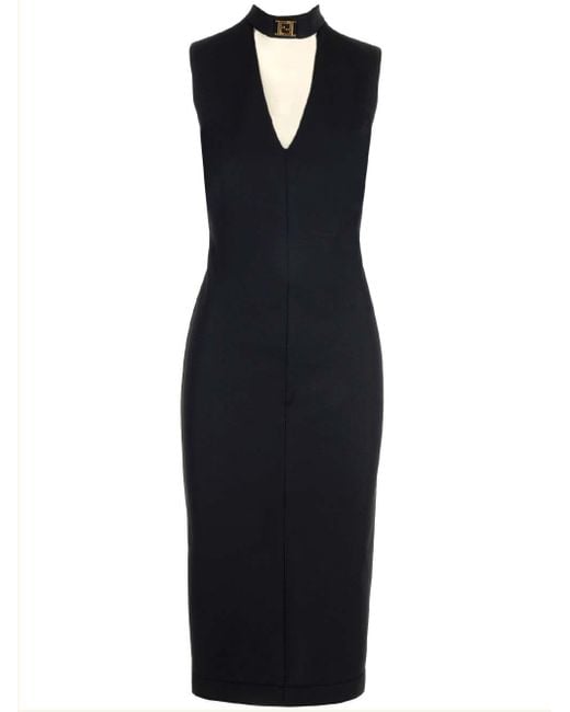 Fendi Midi Dress In Black Jersey | Lyst