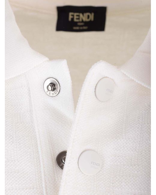 Fendi White Pique Polo Shirt for men