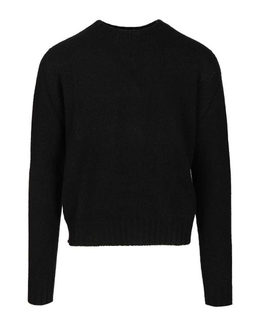 Palm Angels Black Curved Logo Sweater for men