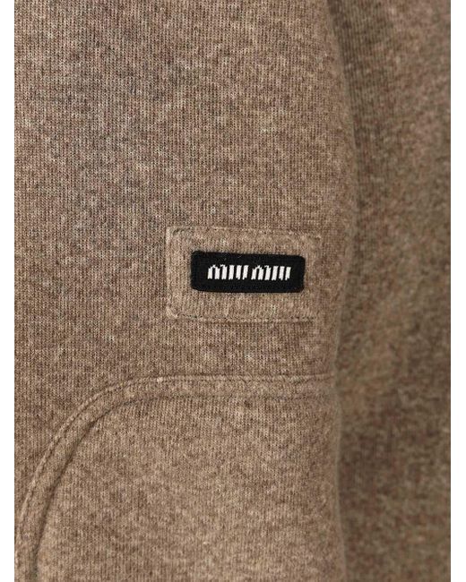 Miu Miu Brown Knit Bomber Jacket