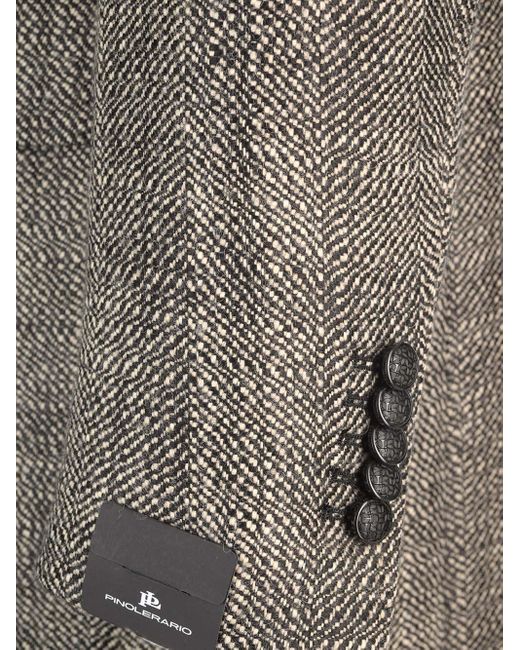 Tagliatore Gray Double-Breasted Herringbone Coat for men