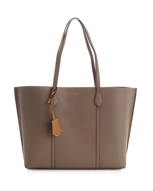 Tory Burch Taupe Leather Tote Bag in Brown | Lyst