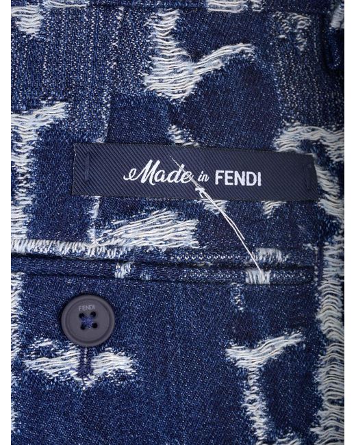 Fendi Blue Denim Ff Short Jeans Trousers for men