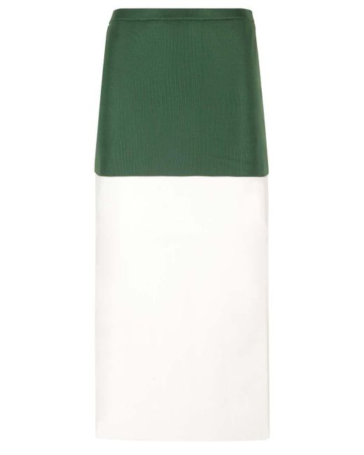 Ferragamo Green Viscose Knit Midi Skirt