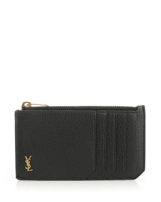 Saint Laurent Black "tiny Cassandre Fragments" Zip-around Card Holder
