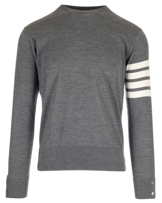 Thom Browne Gray 4-Bar Crewneck Sweater for men